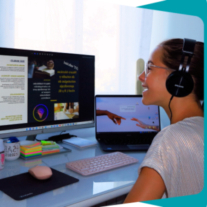 Niña participando en un curso online de emprendimiento y finanzas para niños